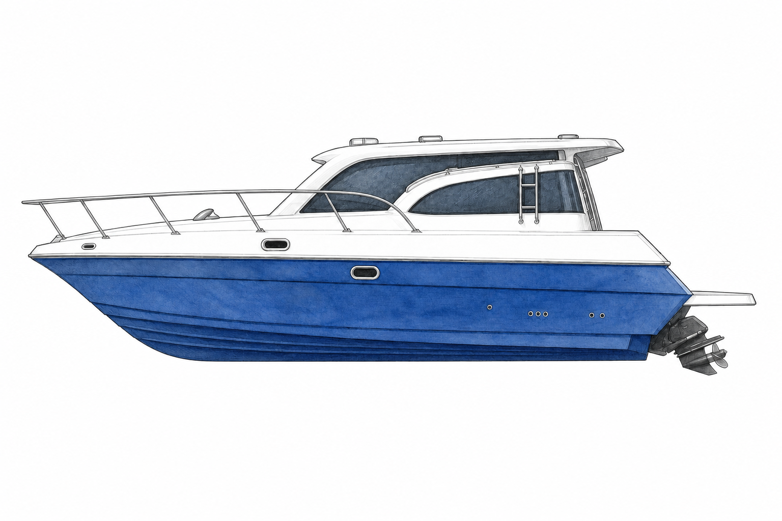 Victory 36 — watercolor side profile