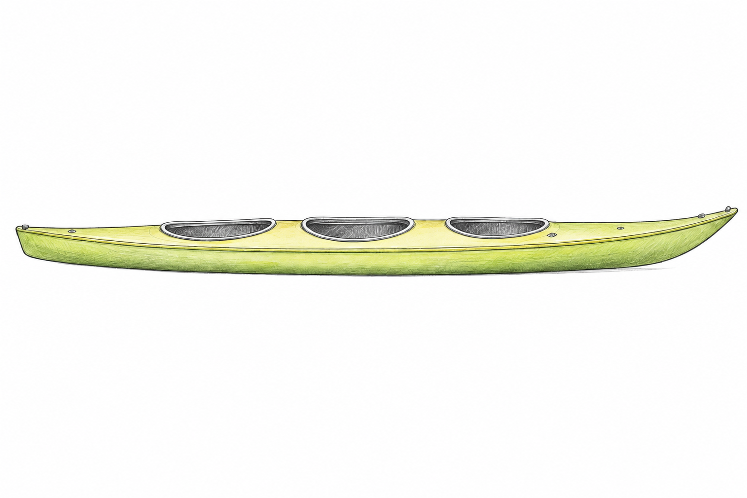 Kayak 370 — watercolor side profile